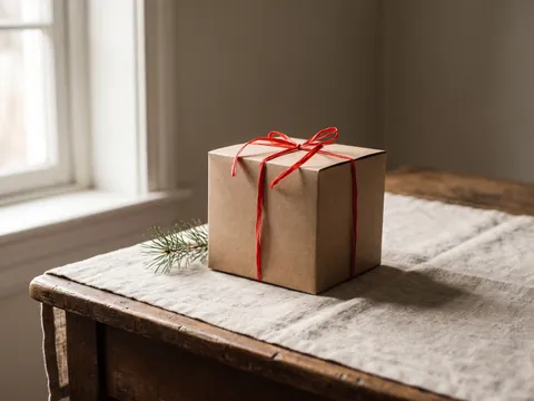 Kleine Kraftbox mit roter Bastschleife